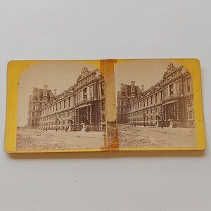 ANTIQUE STEREOGRAPH CARD Louvre Museum Paris France